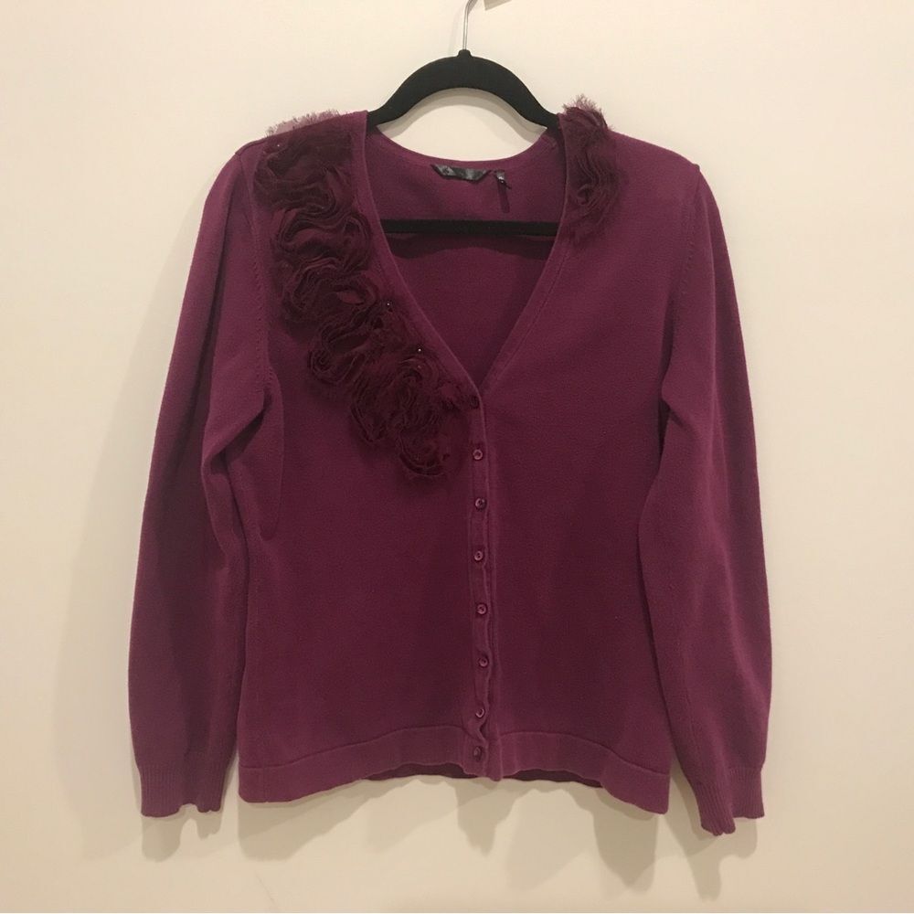 100% Cotton Cardigan Maroon( XL)